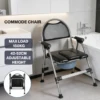Height Adjustable Folding Commode Chair with Arms | Bedside Toilet Chair & Shower Seat | 150kg Capacity