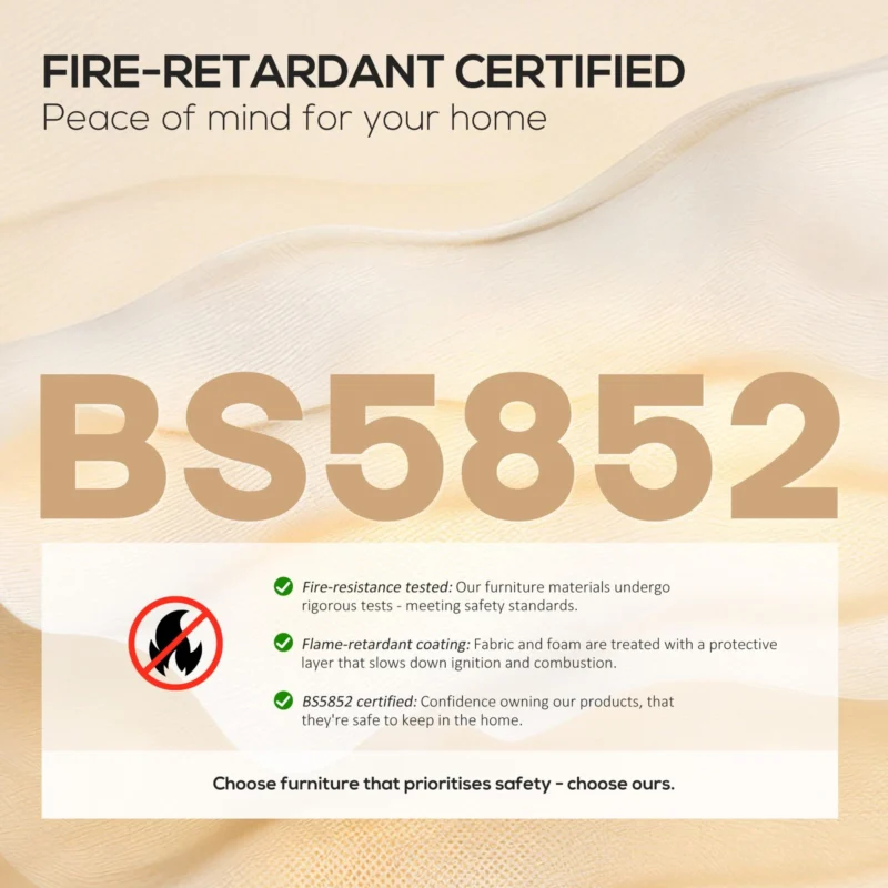 Fire-retardant certification details for a recliner chair