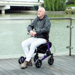 HOMCOM Purple Rollator Walker In Use