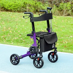 HOMCOM Purple Rollator Walker Folded
