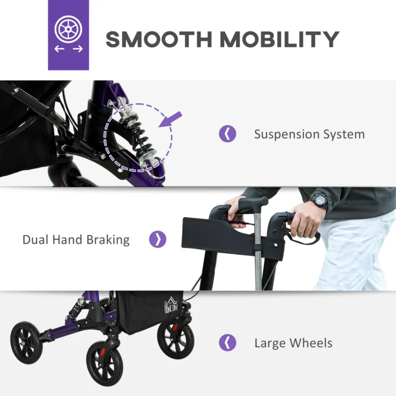 HOMCOM Purple Rollator Walker Storage Bag