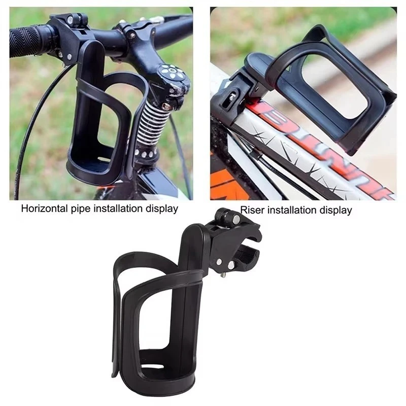 Black ABS plastic and metal cup holder for mobility aids