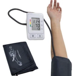 Bio-Lec Mobility blood pressure monitor upper arm cuff fitted in position