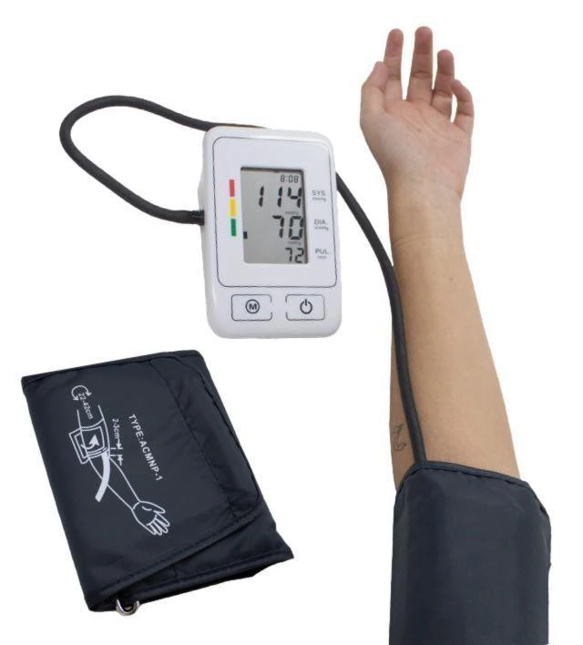 Bio-Lec Mobility blood pressure monitor upper arm cuff fitted in position