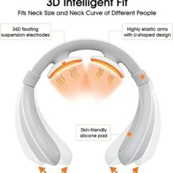 Electric Pulse Neck Massager | Cordless Neck Device With 6 Modes, 15 Intensity Levels & Warmth | Rechargeable U-Shaped Neck Massager