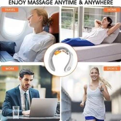Electric pulse neck massager worn while travelling, at home, at work and during sport