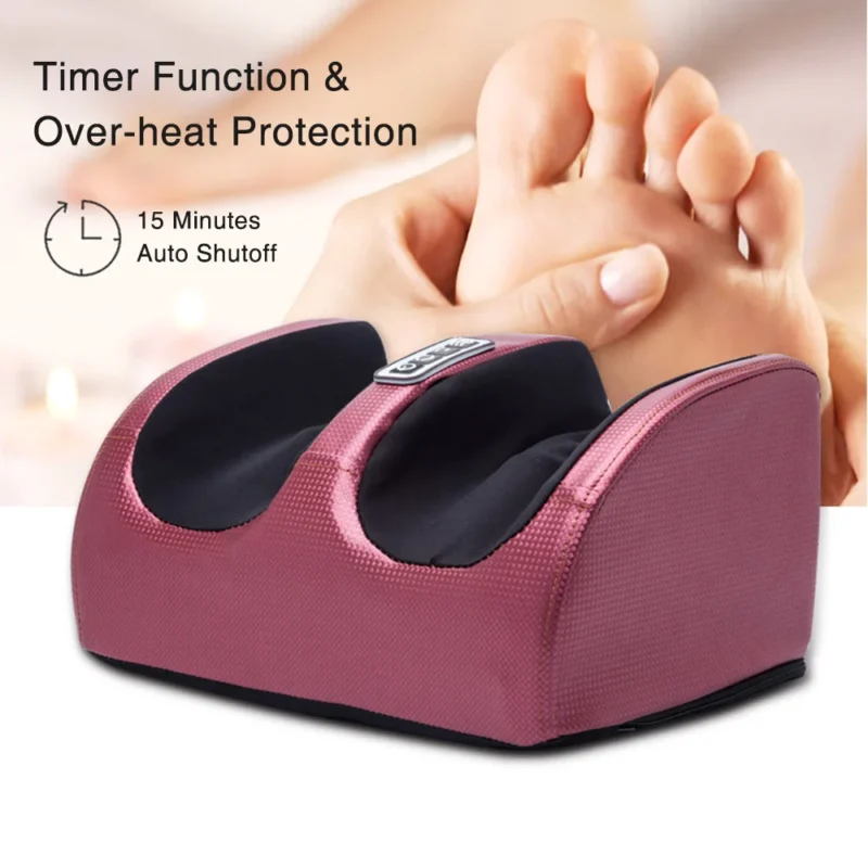 Electric foot massager with 15 minute timer function and over-heat protection auto shutoff