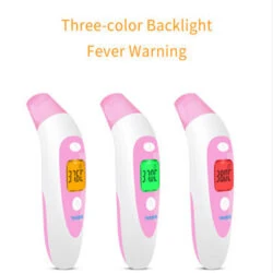 Bio-Lec Mobility infrared thermometer three-colour backlight showing green orange and red temperature ranges