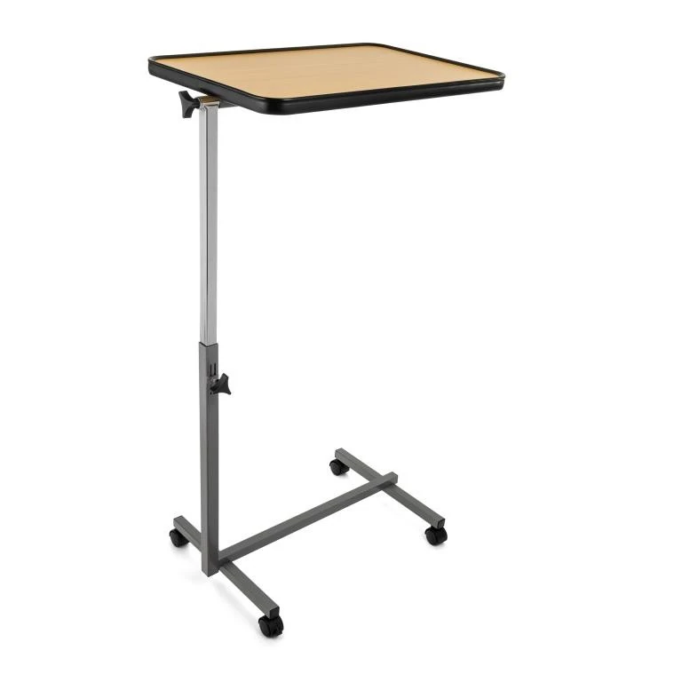 Bio-Lec Mobility overbed table positioned over a bed for eating and reading