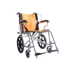 Bio-Lec Mobility transit wheelchair side view showing seat height and footrests