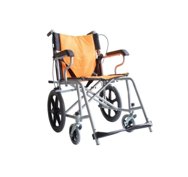 Bio-Lec Mobility transit wheelchair side view showing seat height and footrests