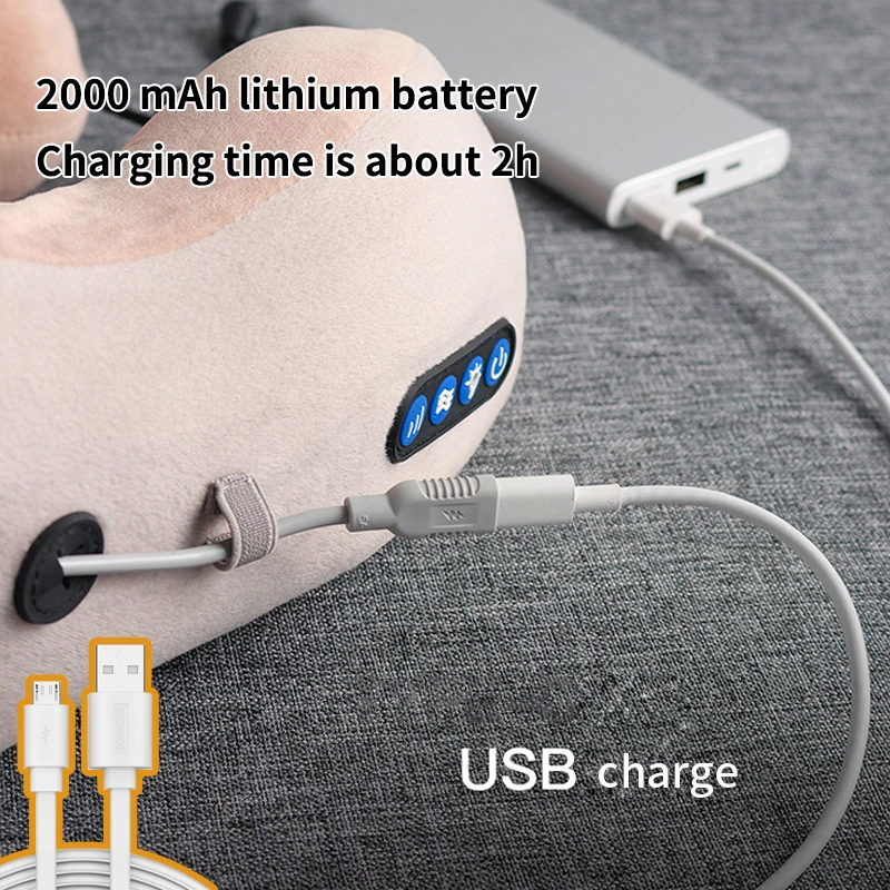 U-shaped neck massage pillow 2000 mAh battery with USB charging