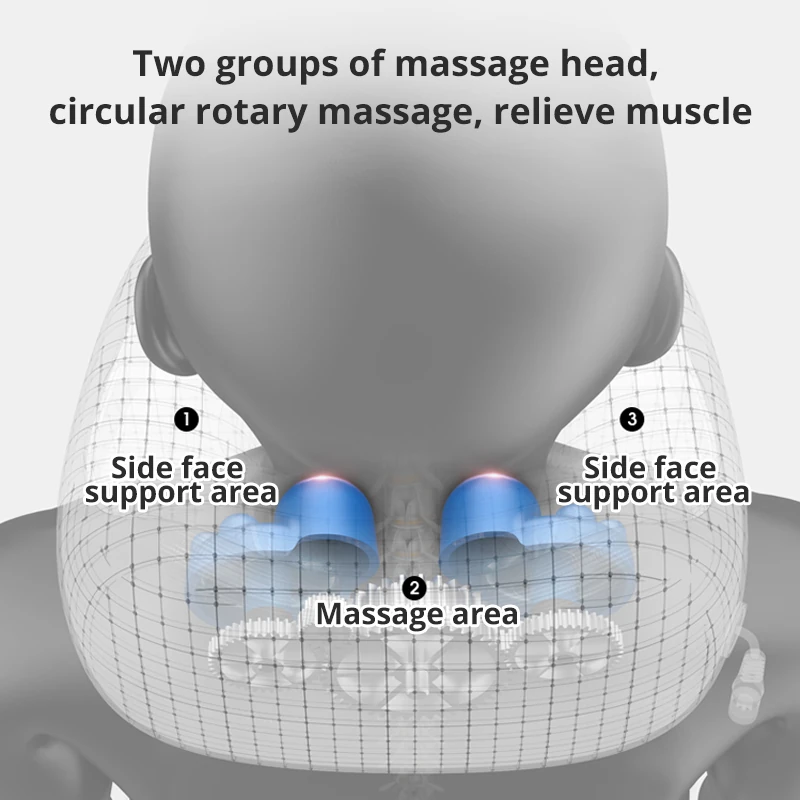 U-shaped neck massage pillow two groups of rotary massage heads diagram