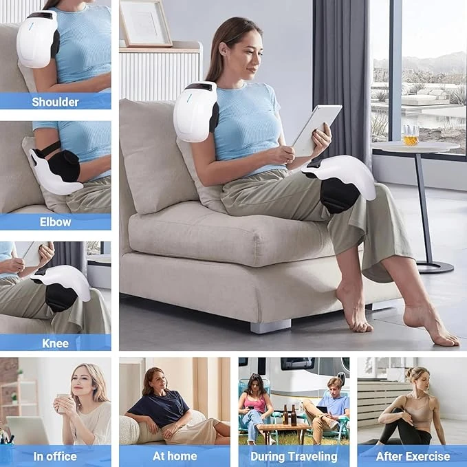 Wireless heated knee massager used on the shoulder, elbow and knee