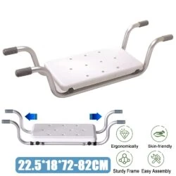 Adjustable suspended bath seat shown from above and extended to 72-82cm