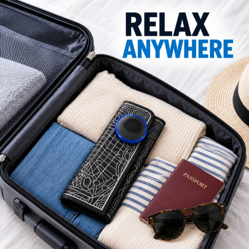 Portable EMS foot massager pad to relax anywhere