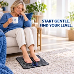 EMS foot massager pad nine intensity levels - start gentle and find your level
