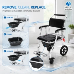 Removable commode bucket: remove, clean and replace