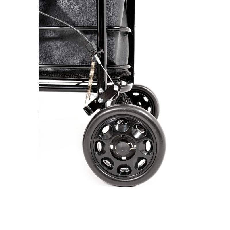 Noble shopping trolley front swivel wheel close-up