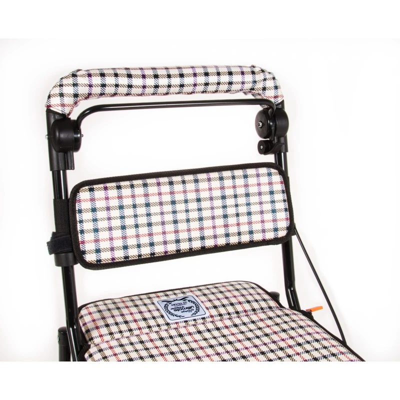 Noble shopping trolley armrests and padded seat close-up