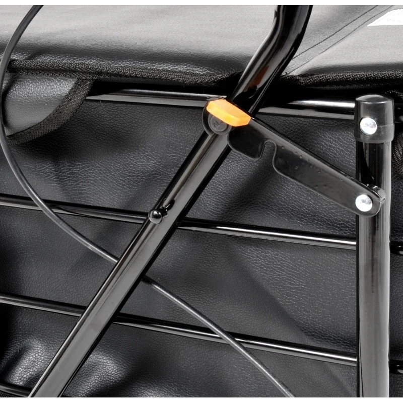 Noble shopping trolley seat hinge and brake cable detail