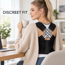 Slim posture corrector belt worn discreetly under clothing