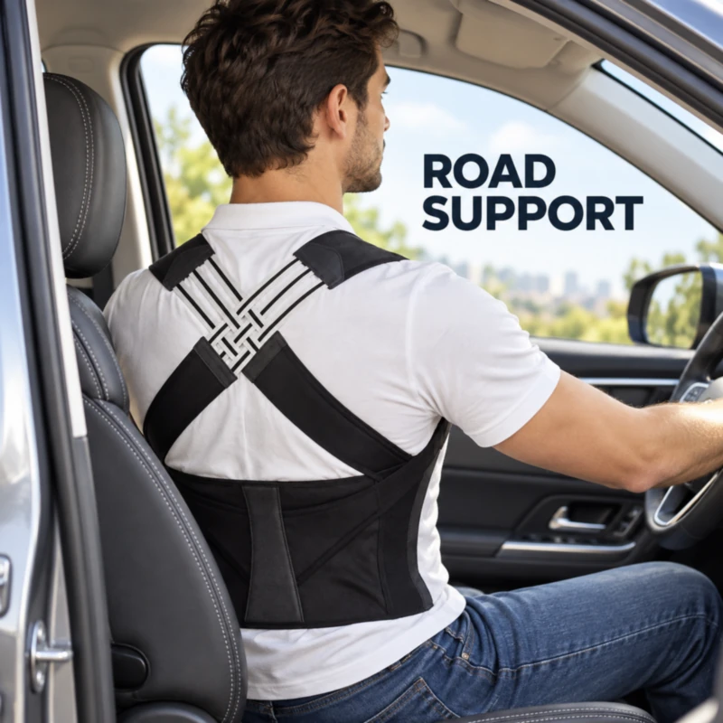 Posture corrector belt for back support while driving