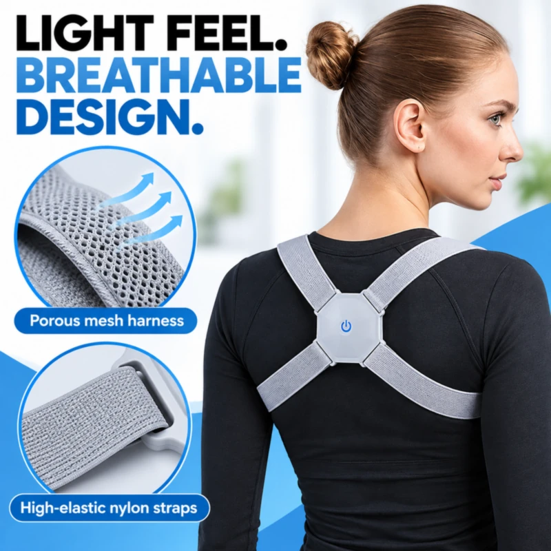 Breathable porous mesh posture corrector harness for comfortable daily wear