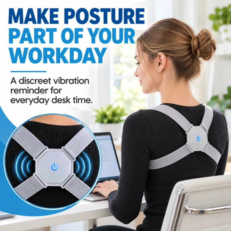 Smart posture corrector worn while working at a desk