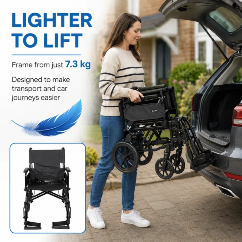 Dash Lite 3 lightweight 7.3kg transit wheelchair, easy to lift