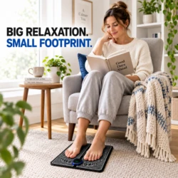 Compact EMS foot massager pad - big relaxation, small footprint