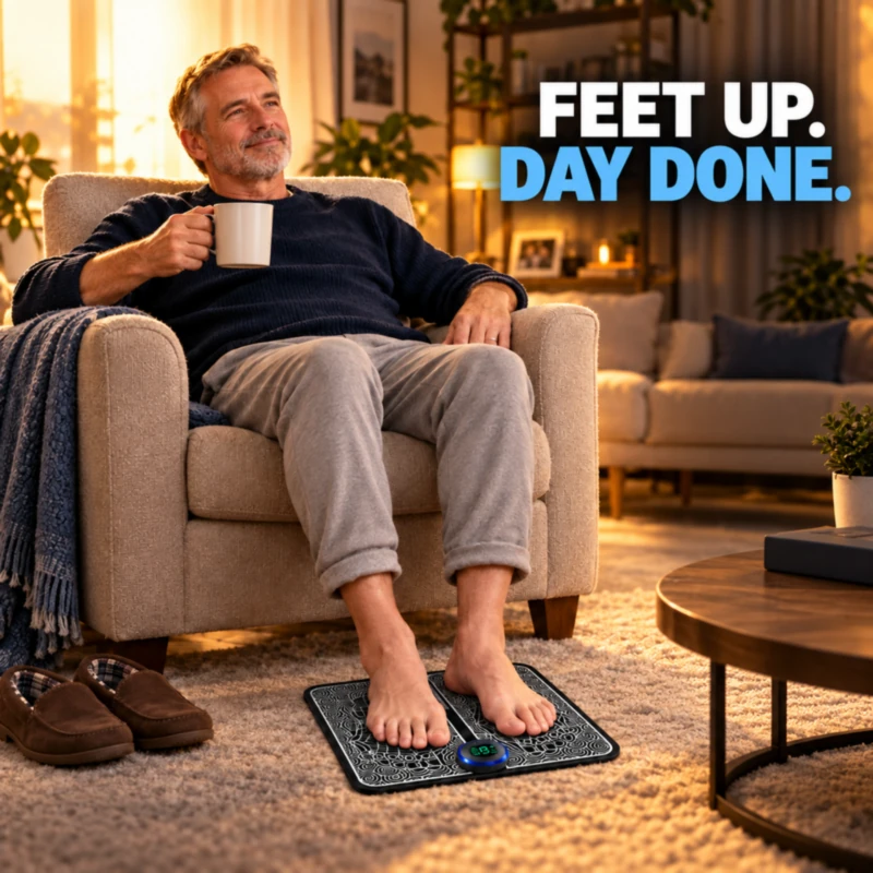 EMS foot massager pad - feet up, day done