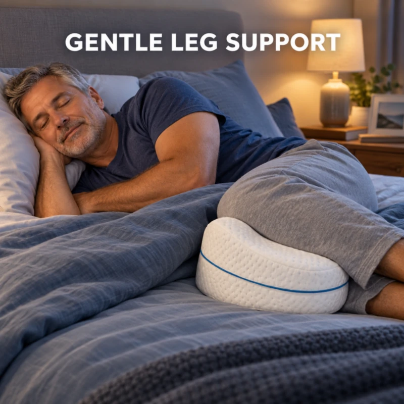 Leg and knee pillow providing gentle leg support