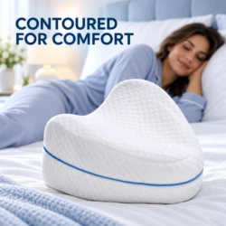 Contoured knee pillow shaped for comfort