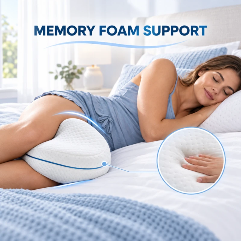 Memory foam support in the leg and knee pillow