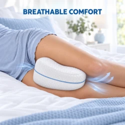 Ventilated memory foam knee pillow for breathable comfort