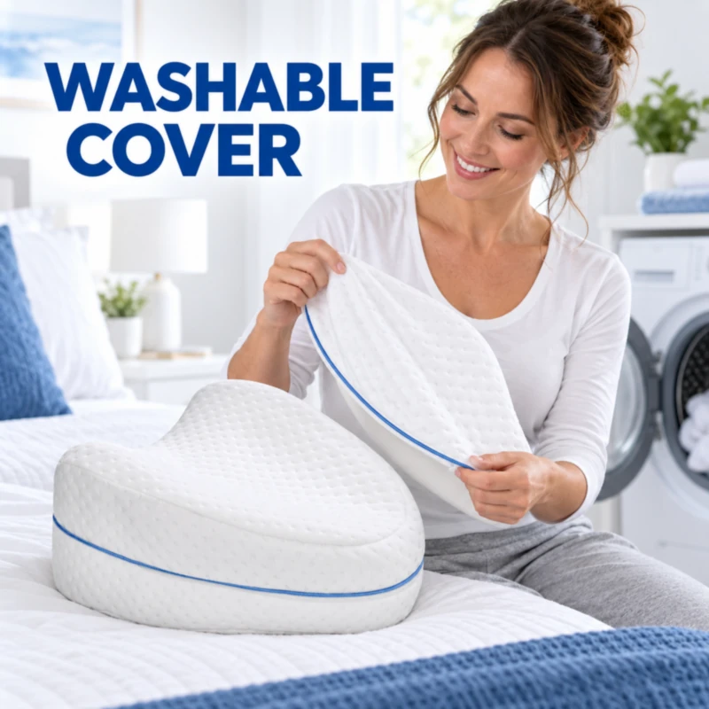 Removable washable cover on the leg and knee pillow