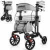 MobiWalk® SIT-RIGHT Rollator Walker with Adjustable Seat & Handles | Indoor & Outdoor Rollator | Extra Wide Padded Backrest | 8” Wheels with Brakes & Parking Lock