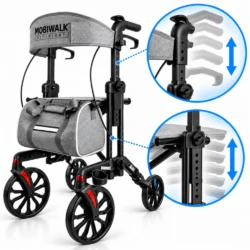 Close-up of MobiWalk SIT-RIGHT height-adjustable handles and seat.