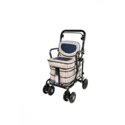 Walk and Rest Royal Shopping Trolley With Backrest, Armrests & Seat | 3-in-1 Walking Trolley With Handbrake | Seated Shopper For Elderly