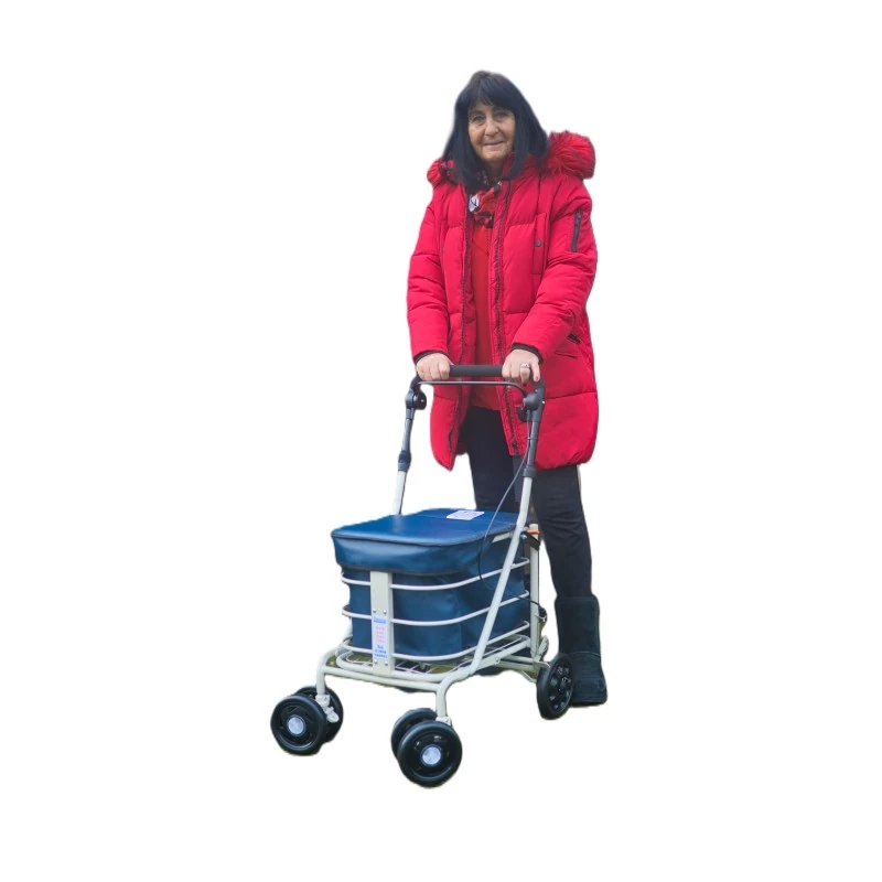 Woman walking outdoors with the Walk and Rest Royal shopping trolley