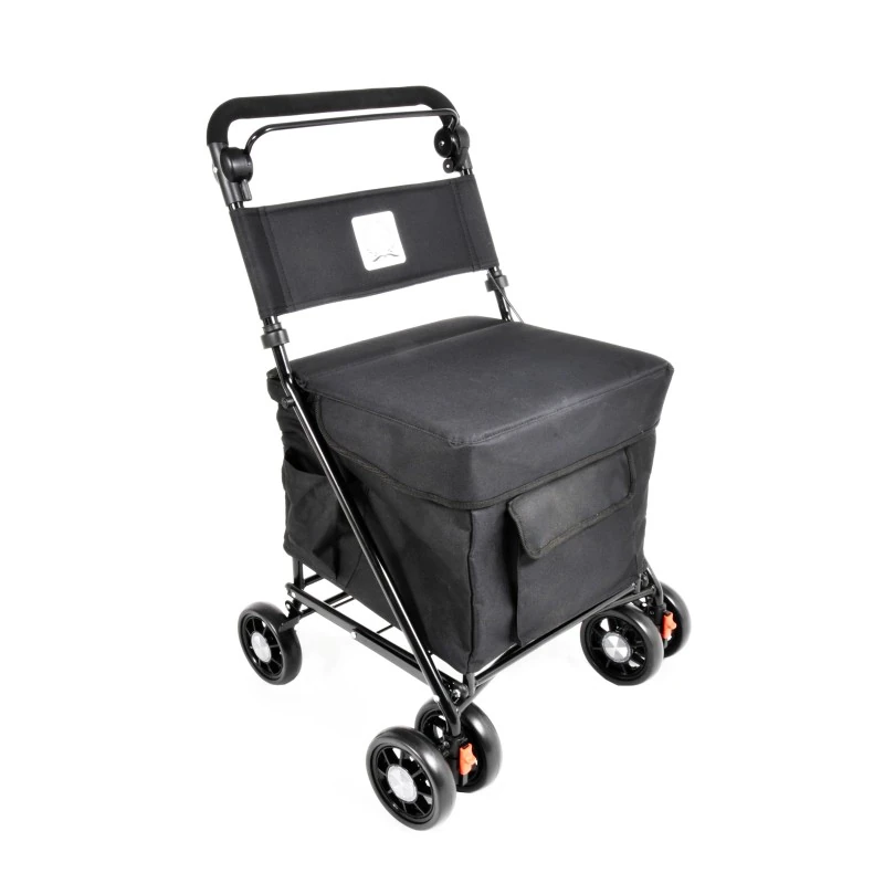 Walk and Rest Sovereign lightweight shopping trolley with seat in black