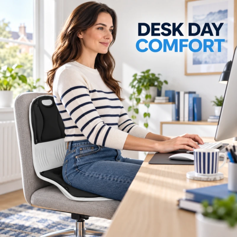 Posture correction chair seat for desk-day comfort