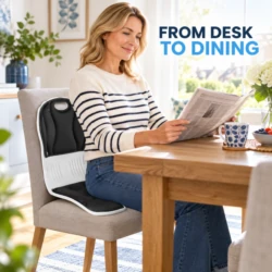 Posture chair seat moves from desk to dining chair