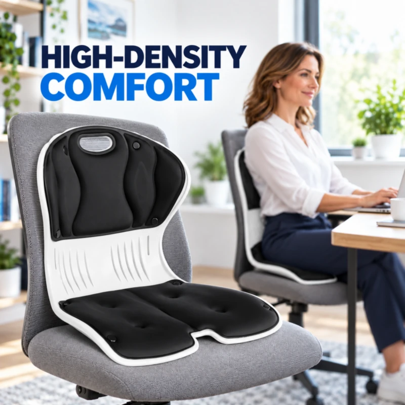 High-density foam cushioning in the posture correction chair seat