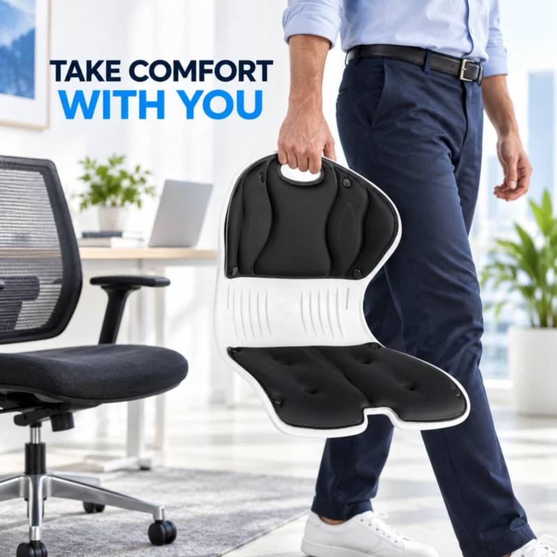 Lightweight posture chair seat with carry handle - take comfort with you