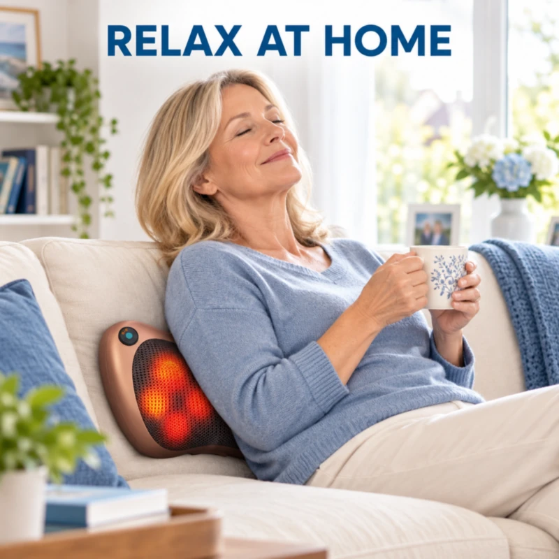 Relax at home with the shiatsu massage pillow