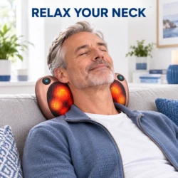 Shiatsu massage pillow used behind the neck