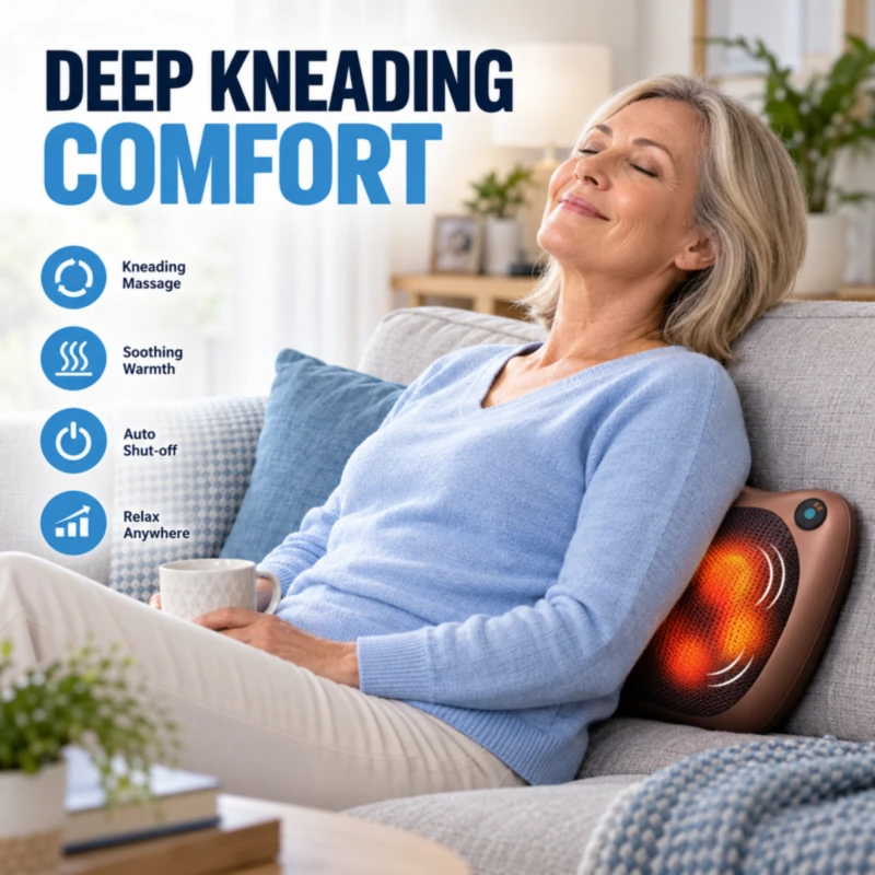 Shiatsu massage pillow soothing warmth function