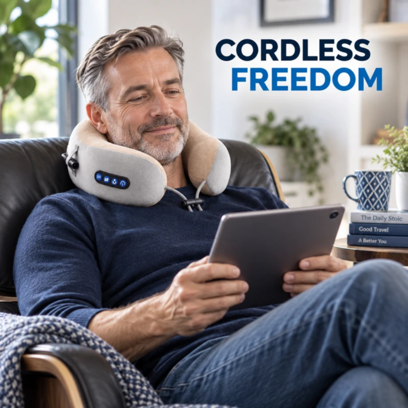 Cordless rechargeable U-shaped neck massage pillow